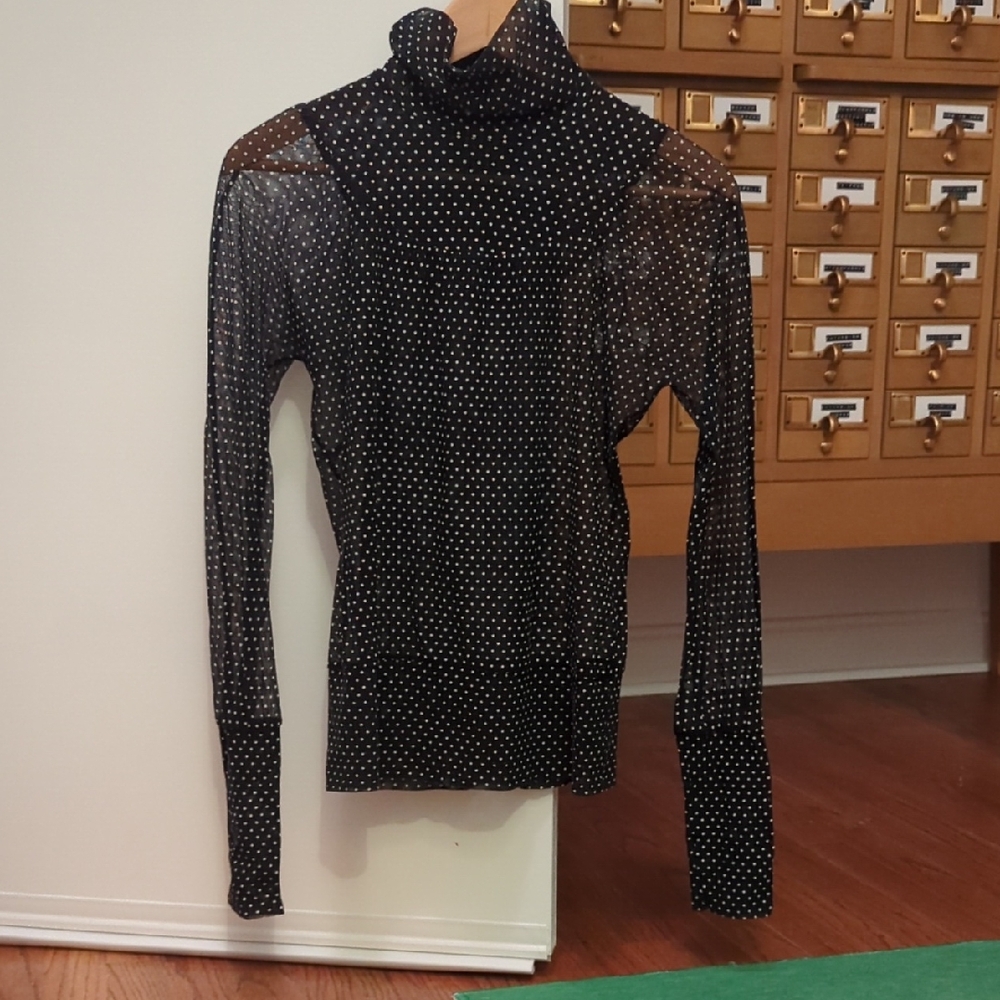 Miu Miu Black Polka Dot Turtleneck Top